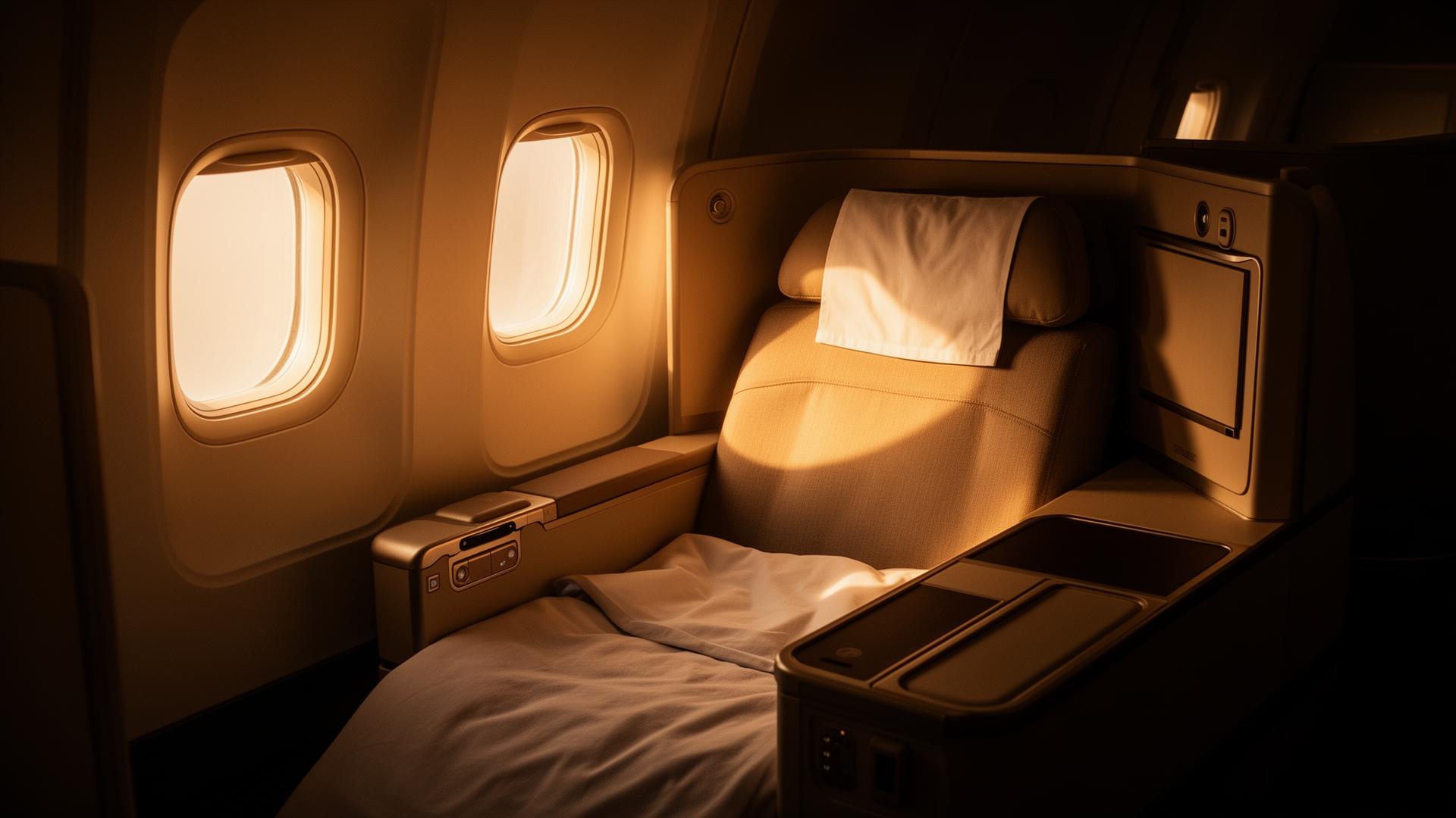 Flat-bed business class cabin interior